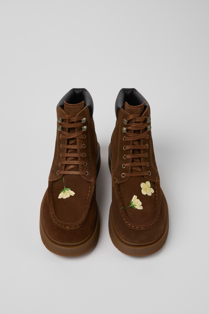 Overhead view of Twins Multicolor Suede and Leather Ankle Boots for Women.