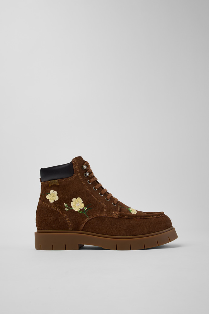 Side view of Twins Multicolor Suede and Leather Ankle Boots for Women.