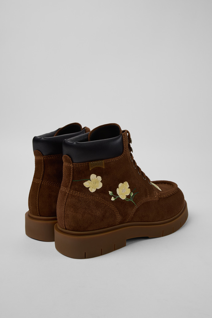 Back view of Twins Multicolor Suede and Leather Ankle Boots for Women.