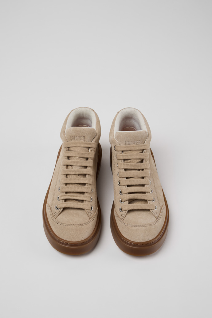Runner Twentyfive Baskets en cuir velours beige pour femme.