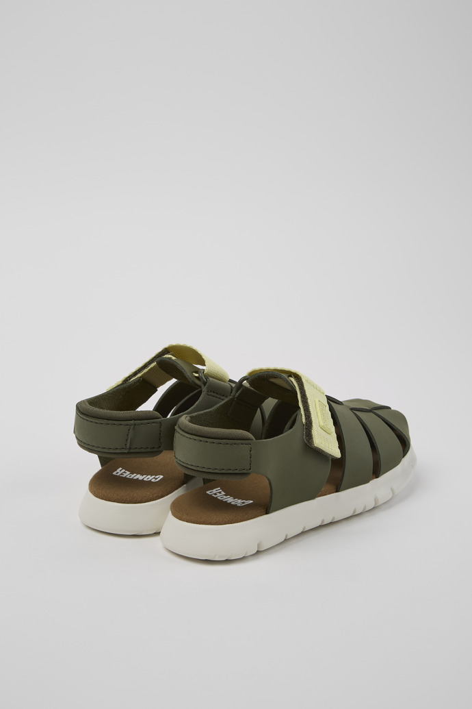 Back view of Oruga Multicolor Leather and Textile Closed Sandal for Kids.