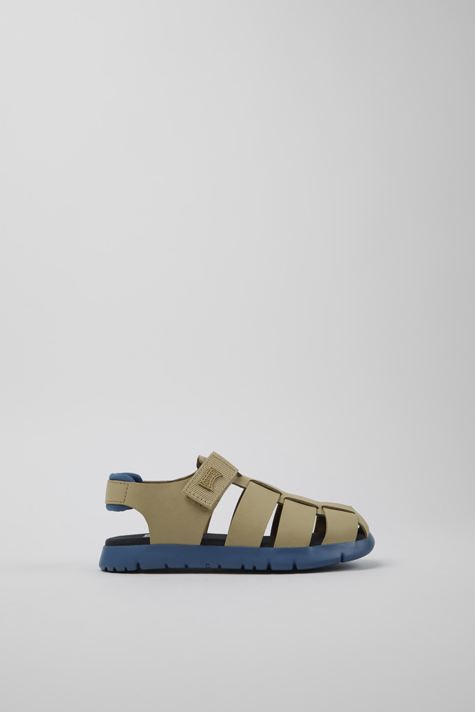 Side view of Oruga Multicolor Leather and Textile Closed Sandals for Kids.