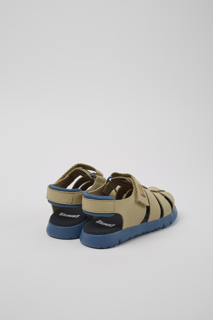 Back view of Oruga Multicolor Leather and Textile Closed Sandals for Kids.