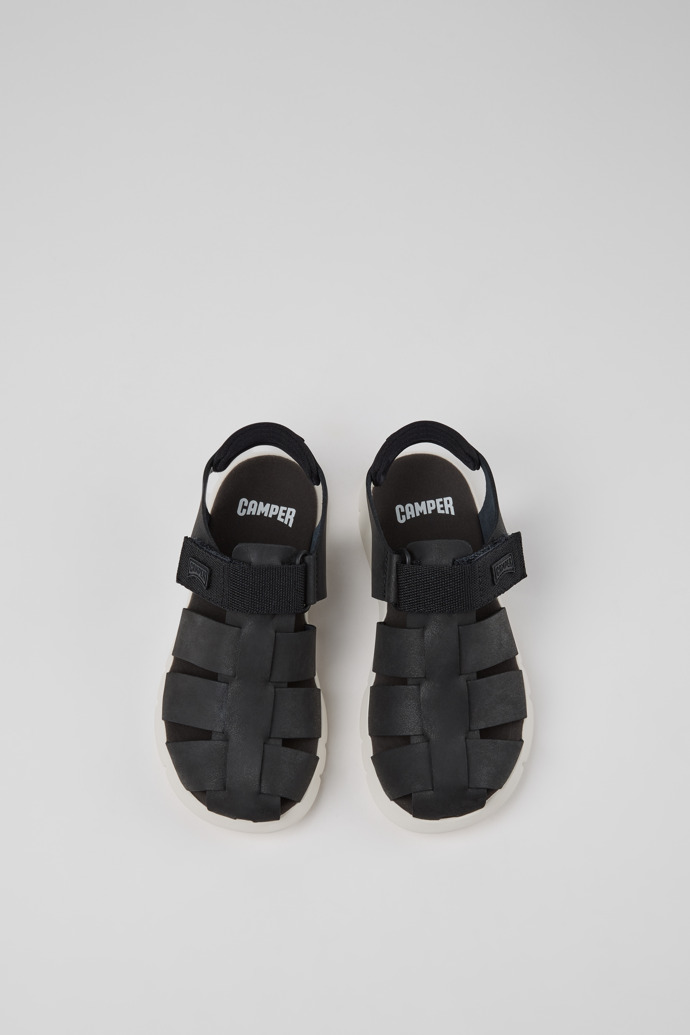 Oruga Sandales fermées noires en cuir et textile pour enfants.