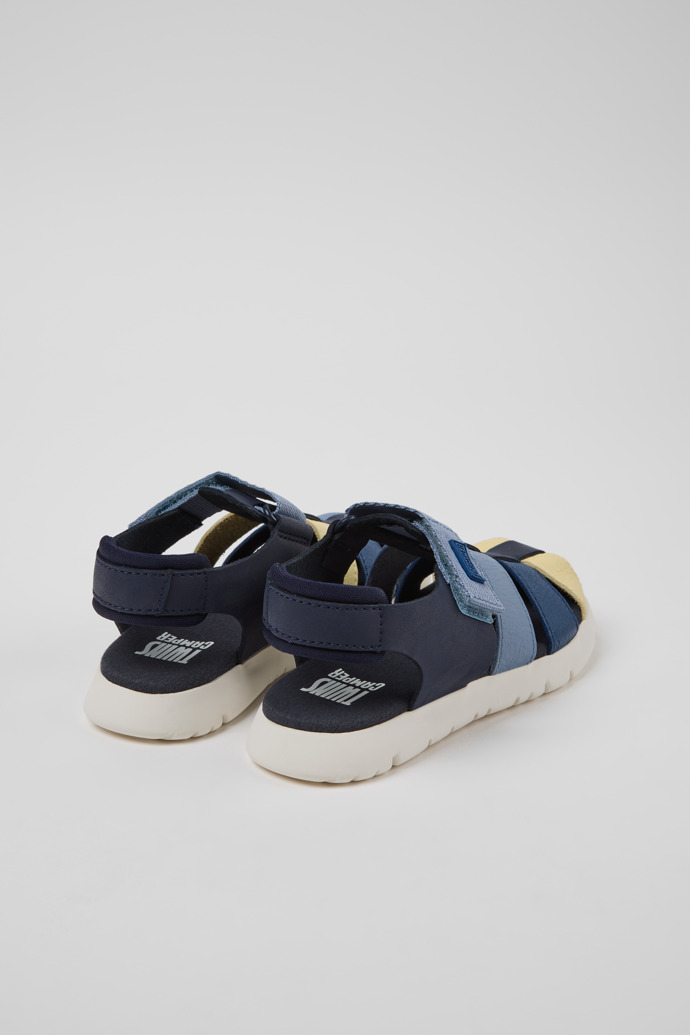 Back view of Twins Blue Leather and Textile Closed Sandals for kids.
