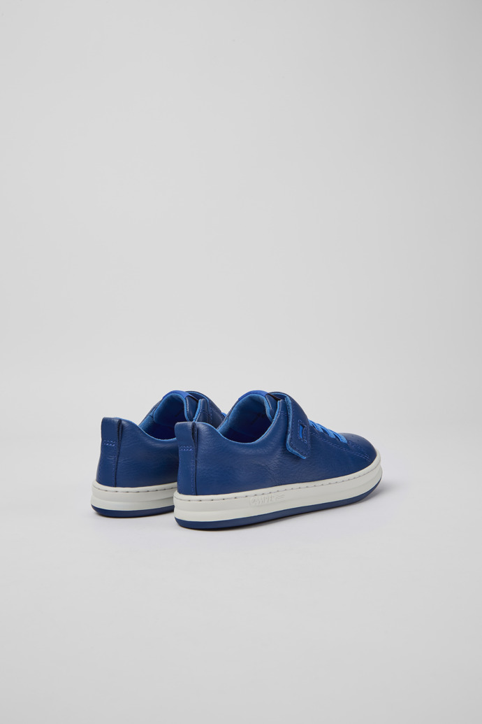 Back view of Runner Blue leather sneakers for kids