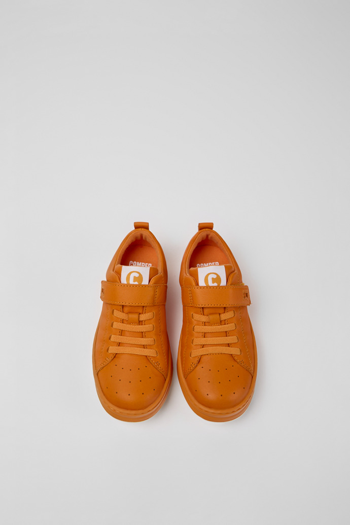 Overhead view of Runner Orange leather sneakers for kids