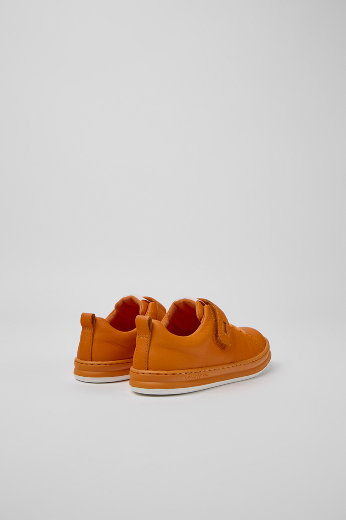 Back view of Runner Orange leather sneakers for kids