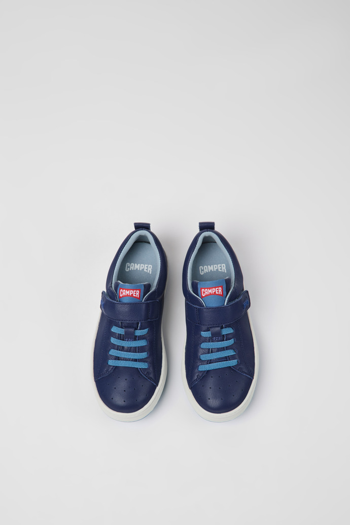 Overhead view of Runner Blue leather sneakers for kids