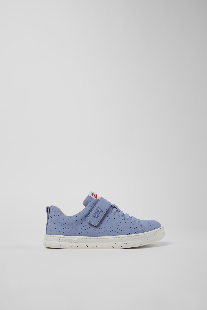 Image of Side view of Runner Blue Leather Sneaker