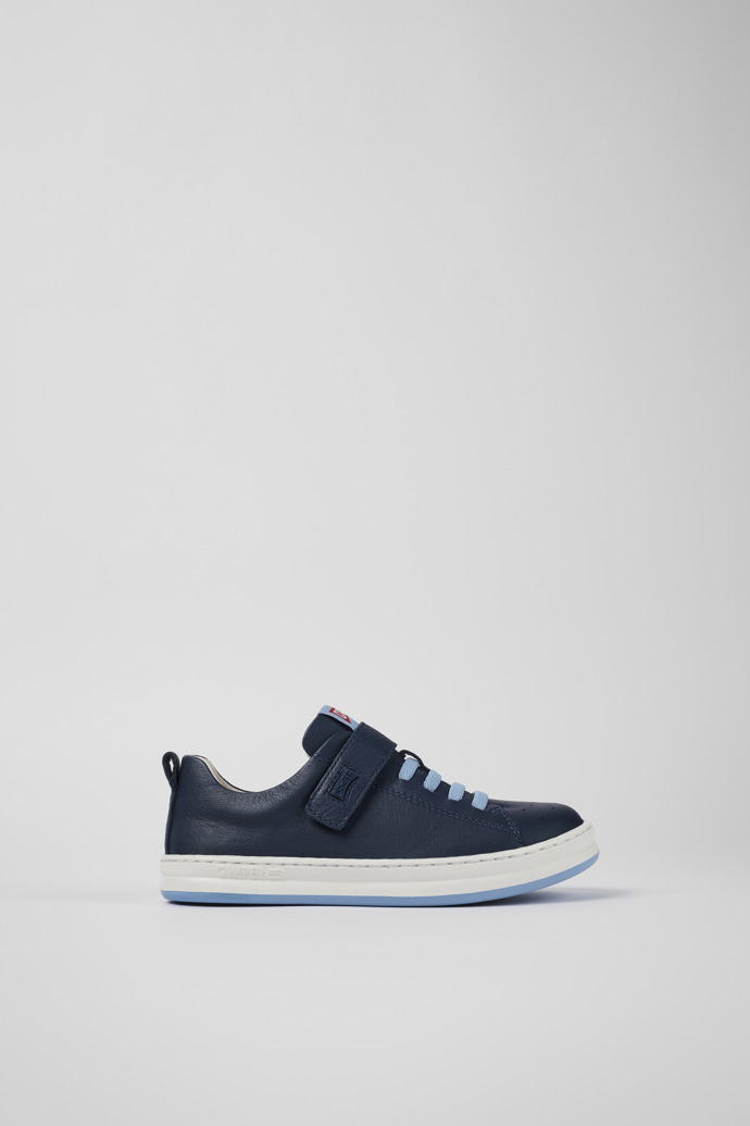 Side view of Runner Blue Leather Sneaker