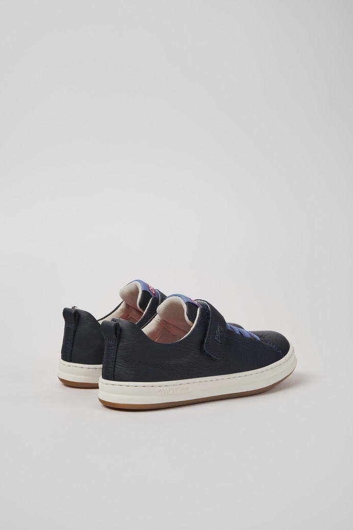 Back view of Runner Blue Leather Kids' Sneakers.