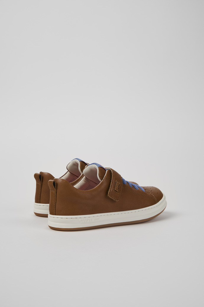 Back view of Runner Brown Leather Kids' Sneaker.