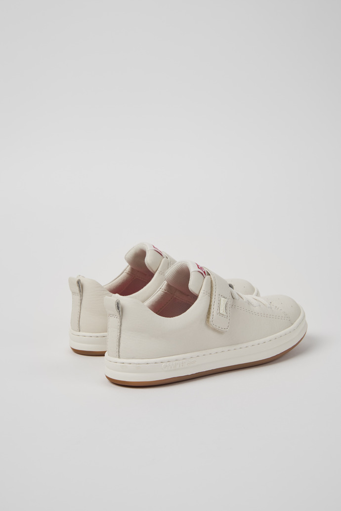 Back view of Runner White Leather Sneakers for Kids.