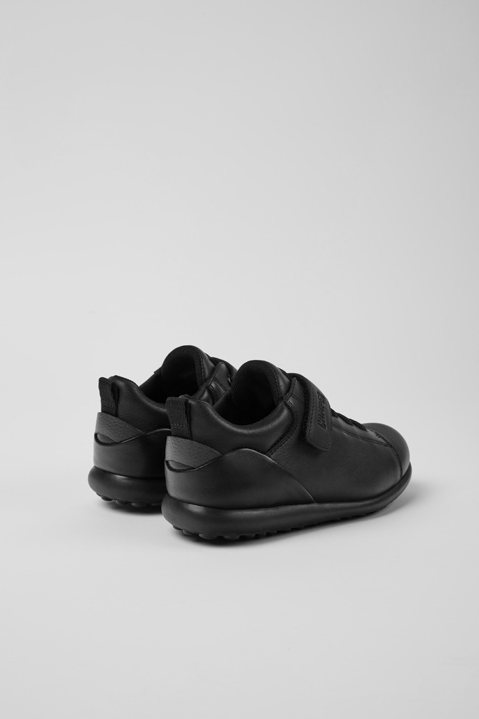 Back view of Pelotas Black leather and textile shoes for kids