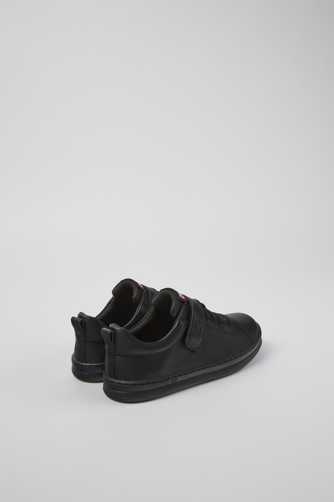 Back view of Runner Black leather and textile sneakers for kids
