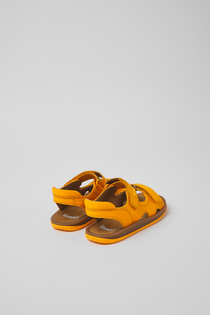 Back view of Bicho Orange leather sandals for kids