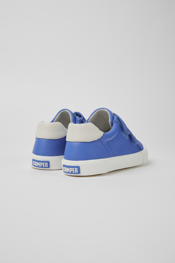 Back view of Pursuit Blue and white sneakers for kids