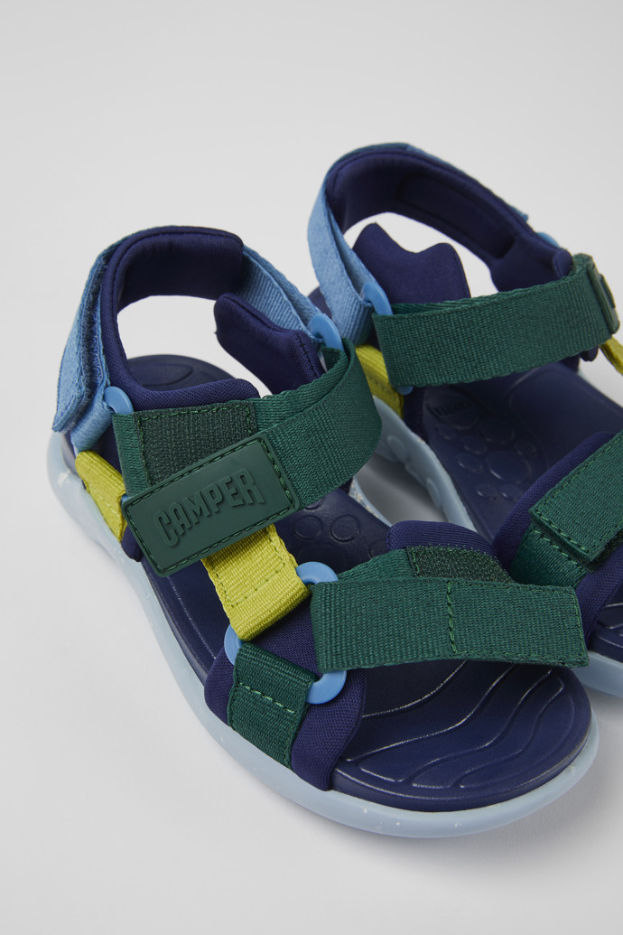 Close-up view of Wous Multicolored textile sandals for kids