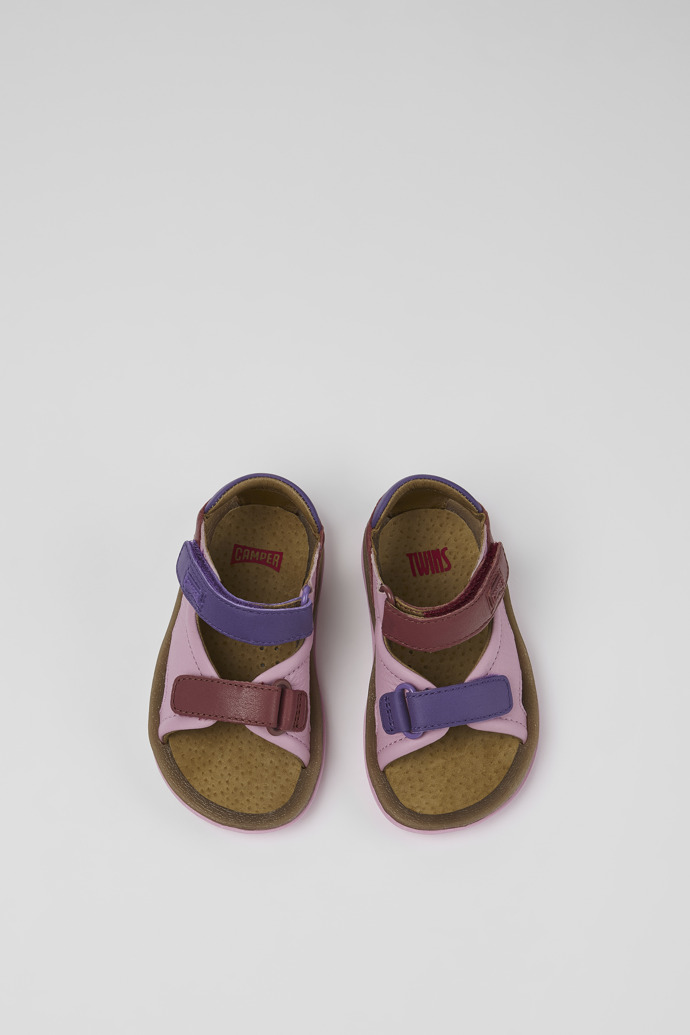 Overhead view of Twins Multicolored Leather 2-Strap Sandal