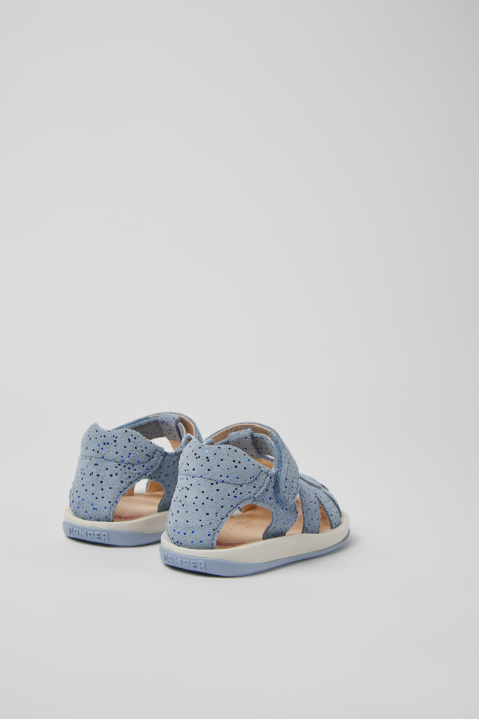 Back view of Bicho Blue nubuck sandals for kids