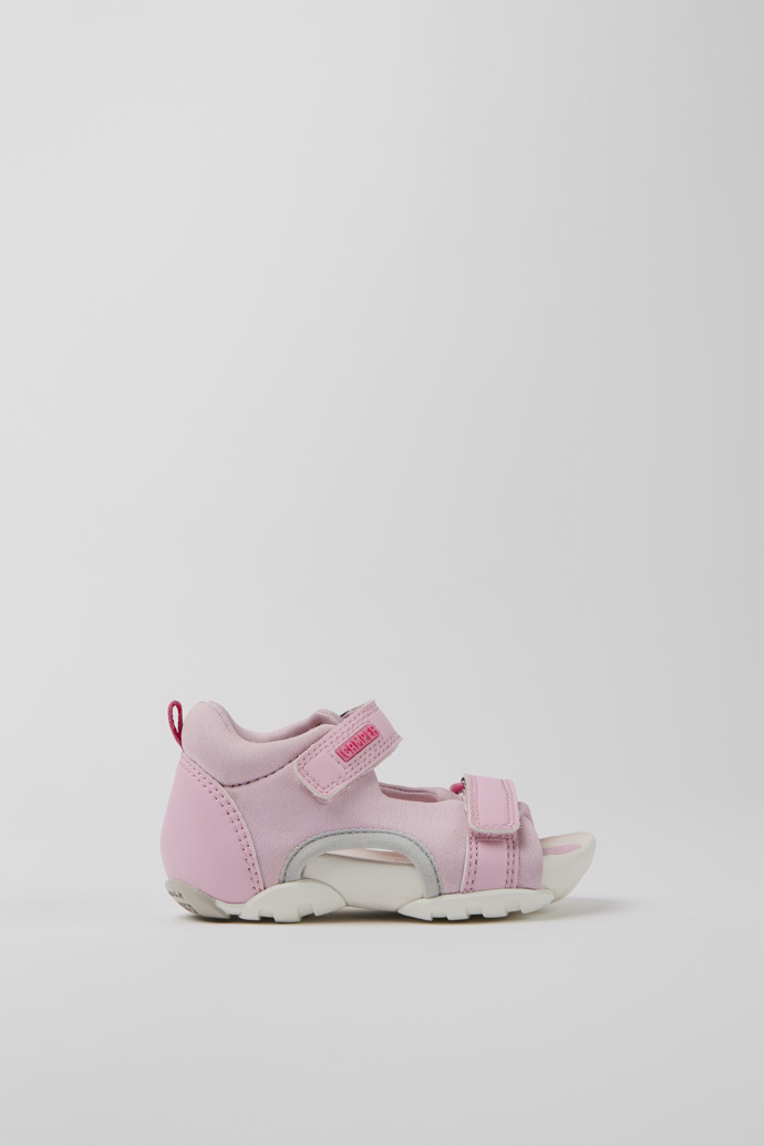 Side view of Ous Pink sandals for girls