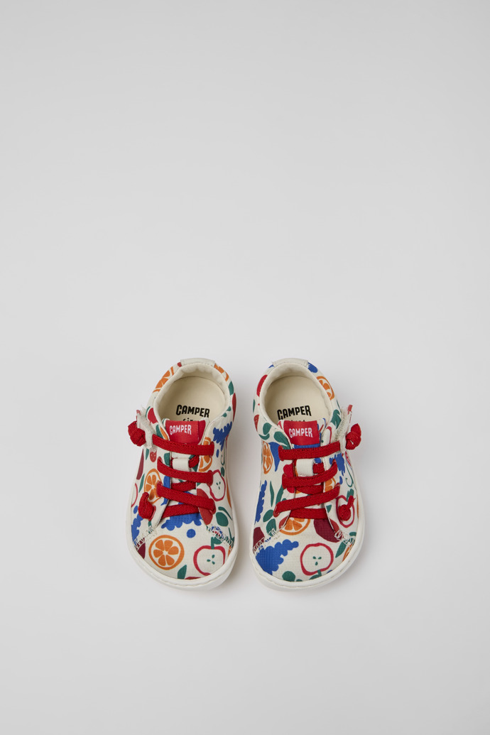 Overhead view of Peu Multicolored recycled PET shoes for kids