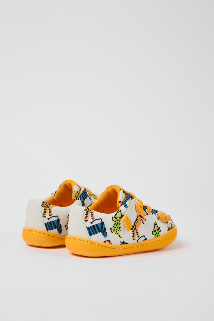 Back view of Peu Multicolored textile and leather shoes for kids