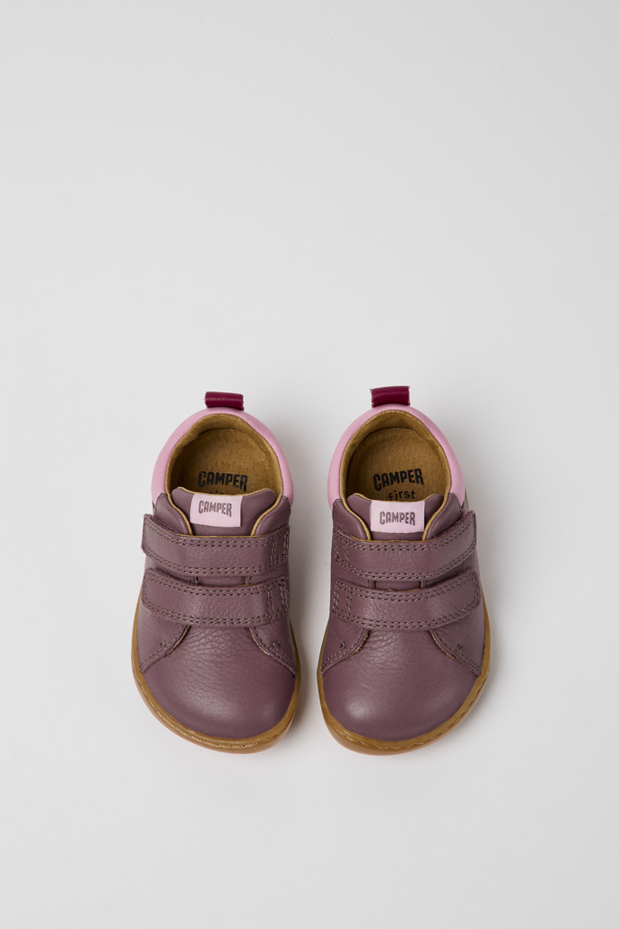 Overhead view of Peu Violet leather sneakers