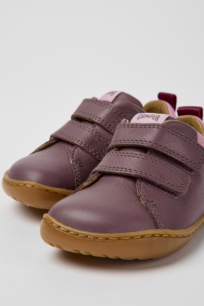 Close-up view of Peu Violet leather sneakers