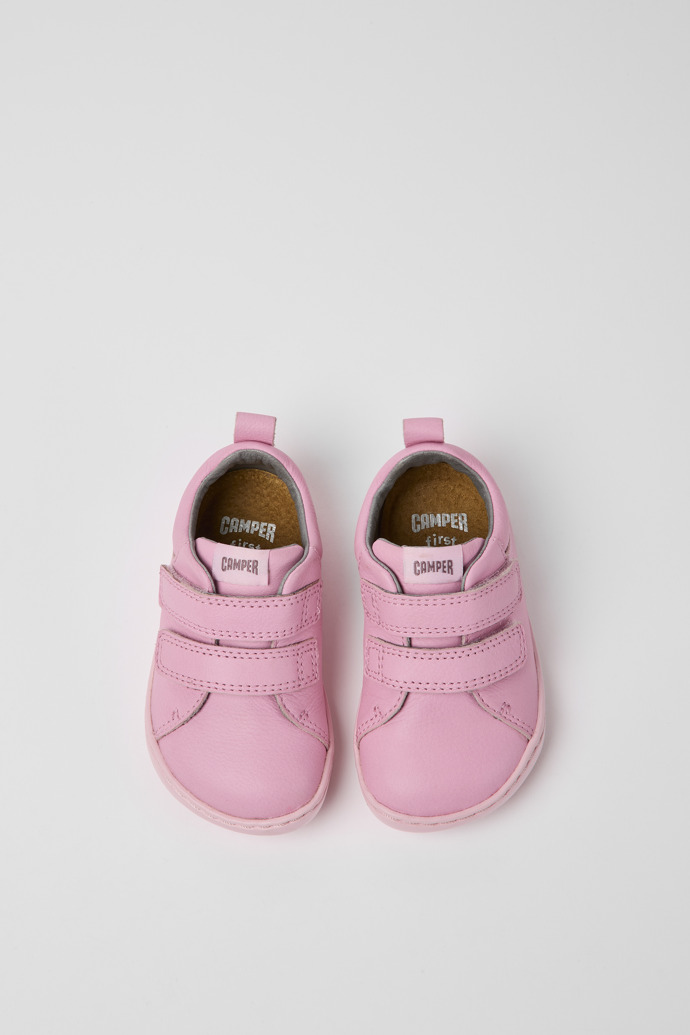 Overhead view of Peu Light pink leather sneakers