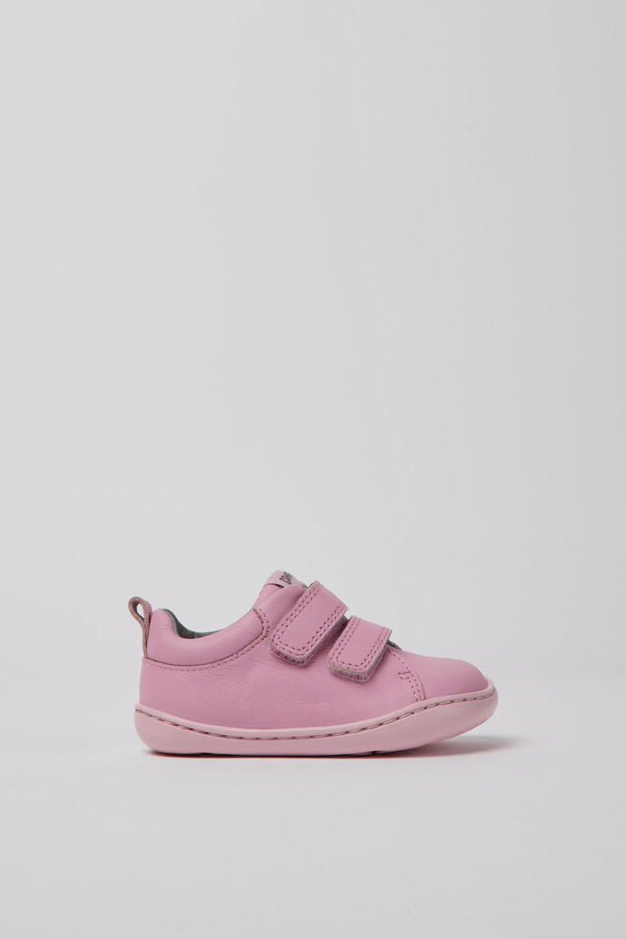 Side view of Peu Light pink leather sneakers