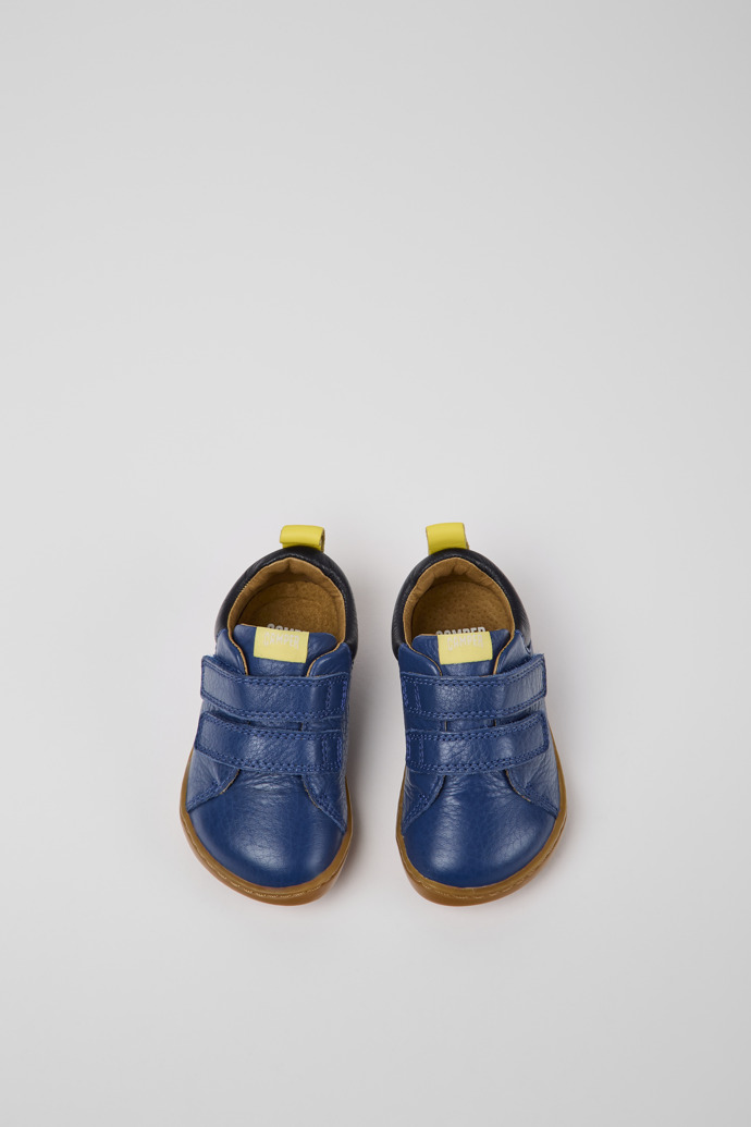Overhead view of Peu Blue leather shoes for kids