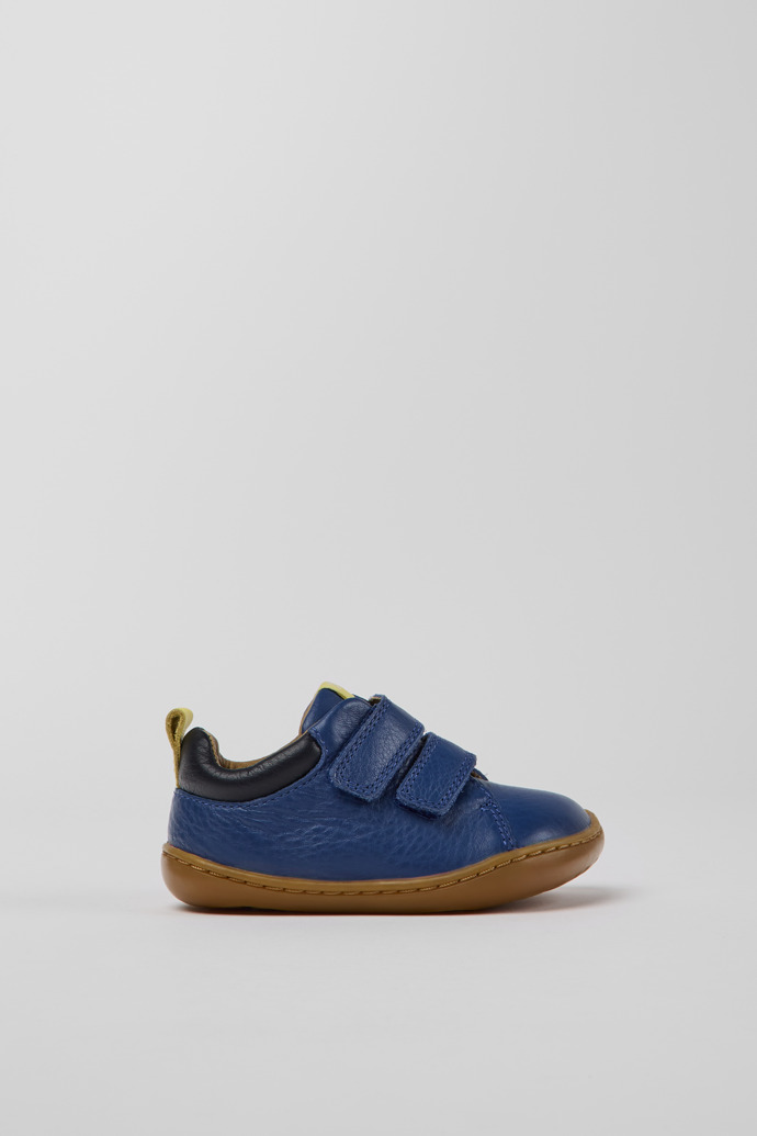 Image of Side view of Peu Blue leather shoes for kids