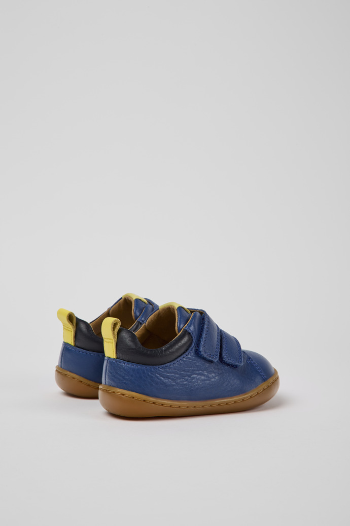 Back view of Peu Blue leather shoes for kids