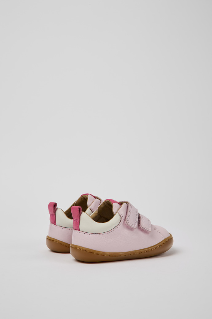 Peu Chaussures en cuir rose et blanc pour fille