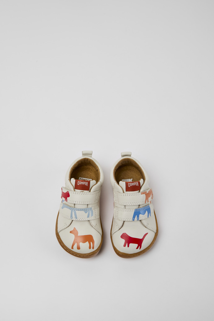 Overhead view of Twins White printed leather shoes for kids
