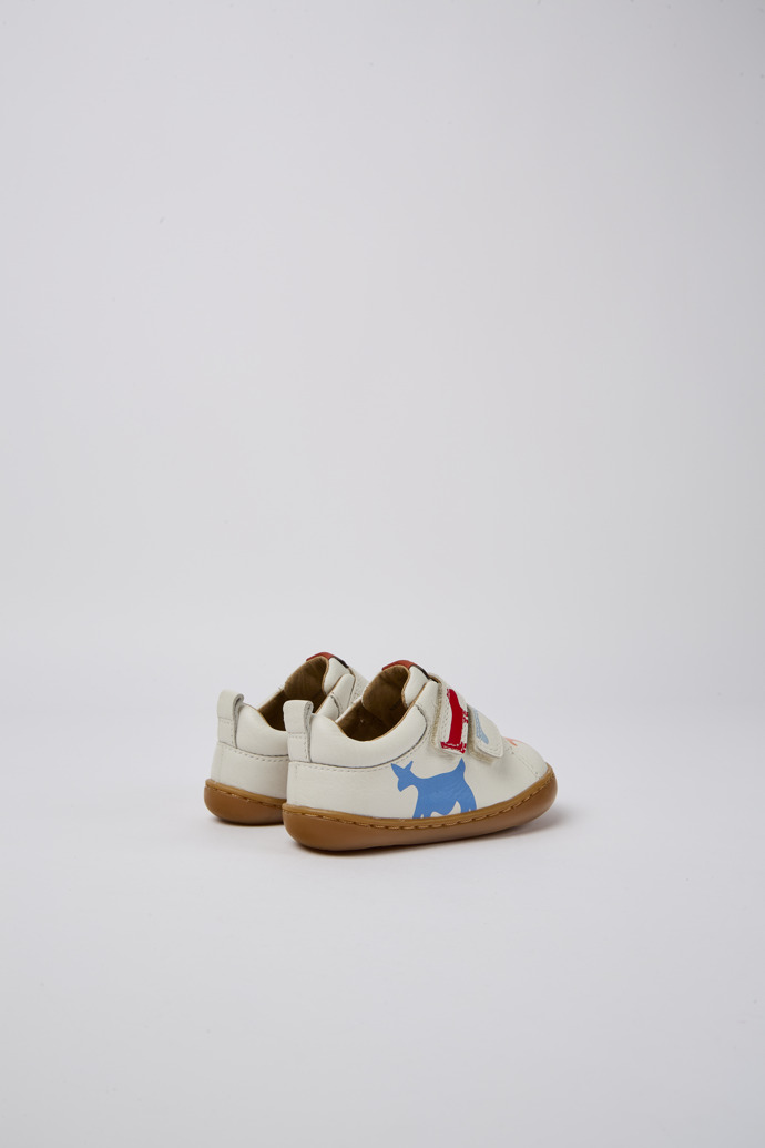 Back view of Twins White printed leather shoes for kids