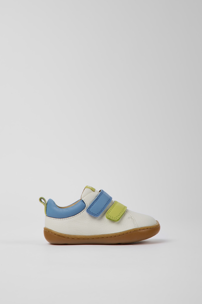 Side view of Peu White leather shoes for kids
