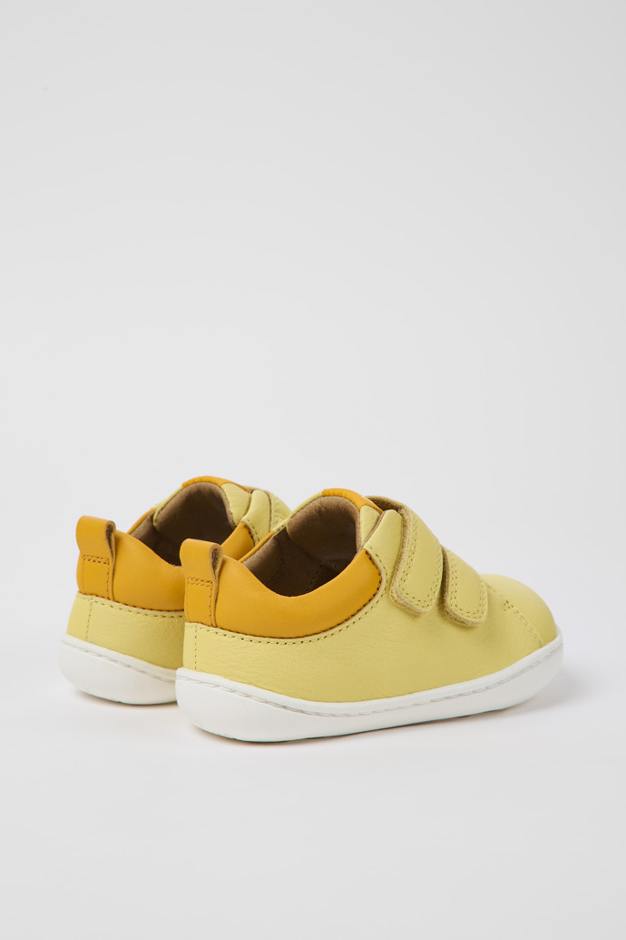 Back view of Peu Yellow leather shoes for kids