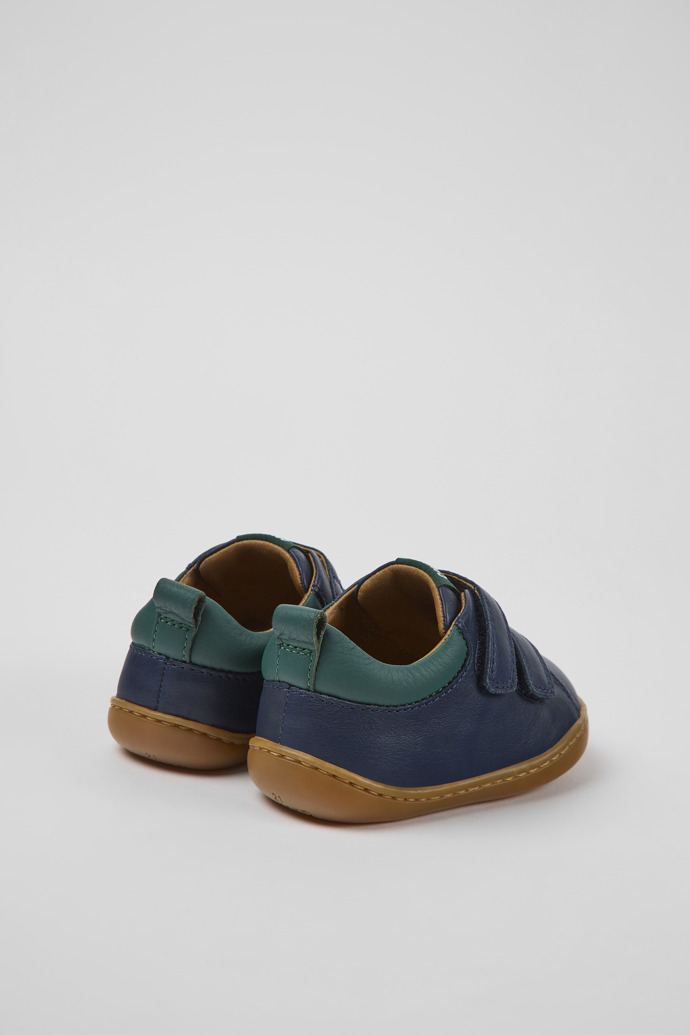 Peu Sapatos em couro azul-escuros para criança