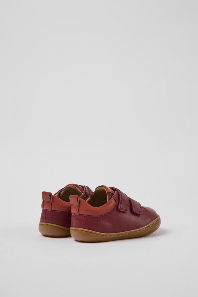 Back view of Peu Burgundy leather shoes for kids