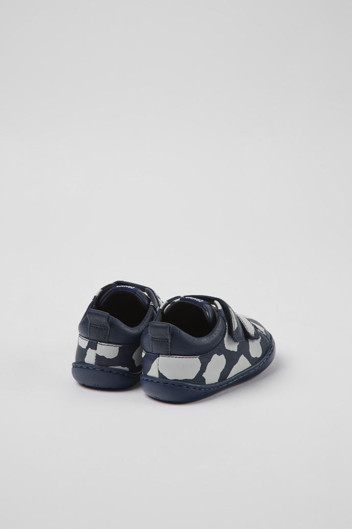 Back view of Twins Blue and white leather shoes for kids