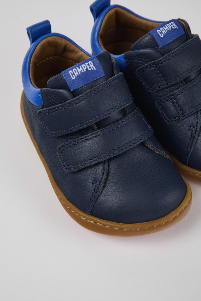 Close-up view of Peu Blue Leather Sneaker