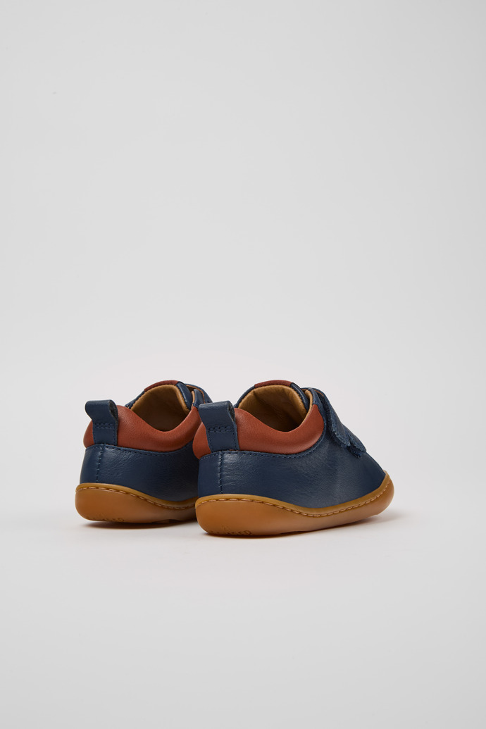 Back view of Peu Blue Leather Sneaker for kids