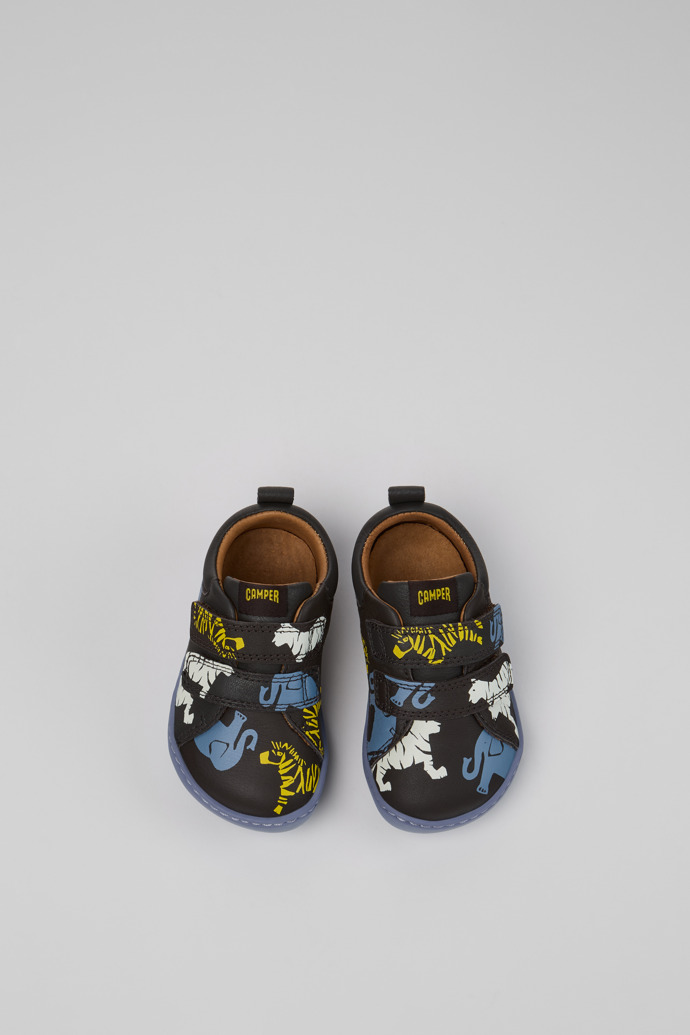 Overhead view of Twins Multicolor Leather Sneakers for Kids.