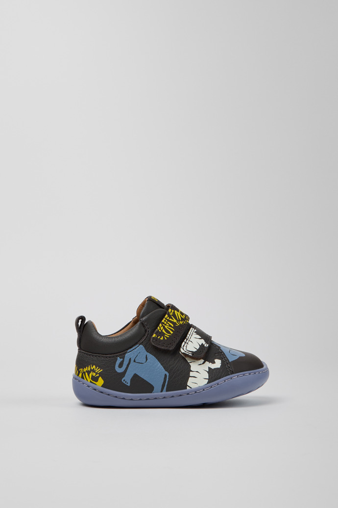 Side view of Twins Multicolor Leather Sneakers for Kids.