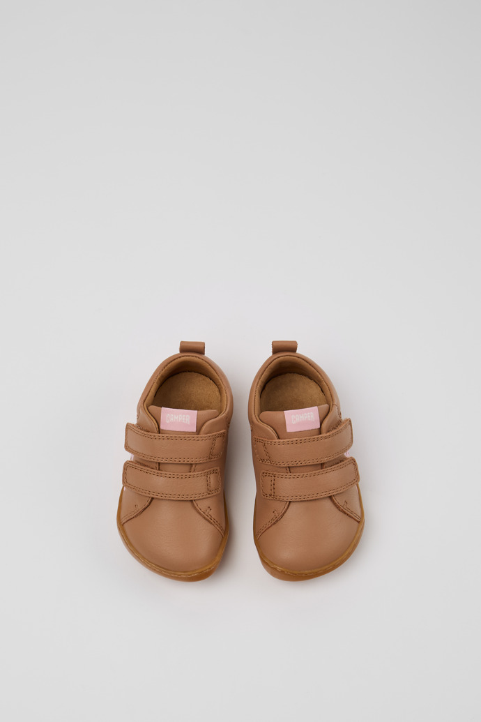 Overhead view of Twins Multicolor Leather Sneakers for Kids.