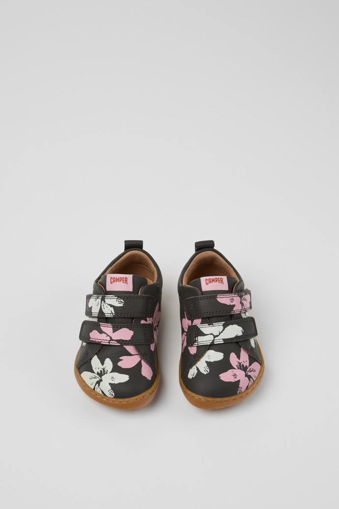 Overhead view of Twins Multicolor Leather Sneakers for Kids.