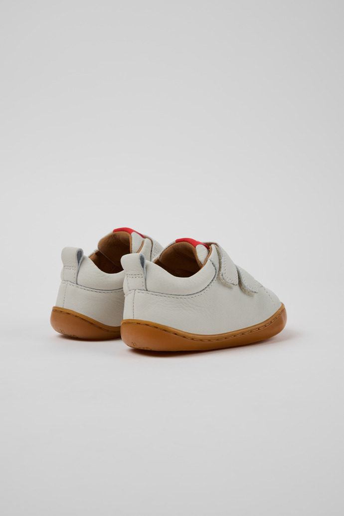 Back view of Peu White Leather Sneakers for kids.